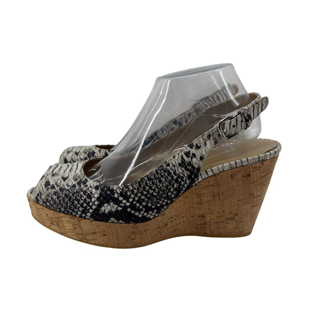 Stuart Weitzman Jean Snake Wedge Womens Size 10 Slingback Sandal Glam